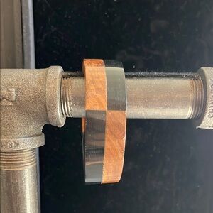 Beautiful black and brown polished wood bangle bracelet